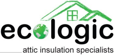 Eco Logic attic insulation specialists logo with green roof and globe